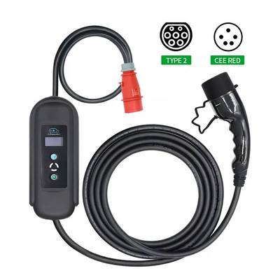 11кВт 380V-400V AC зарядное устройство для электромобилей с регулируемым выходом 16A и ЖК-экраном